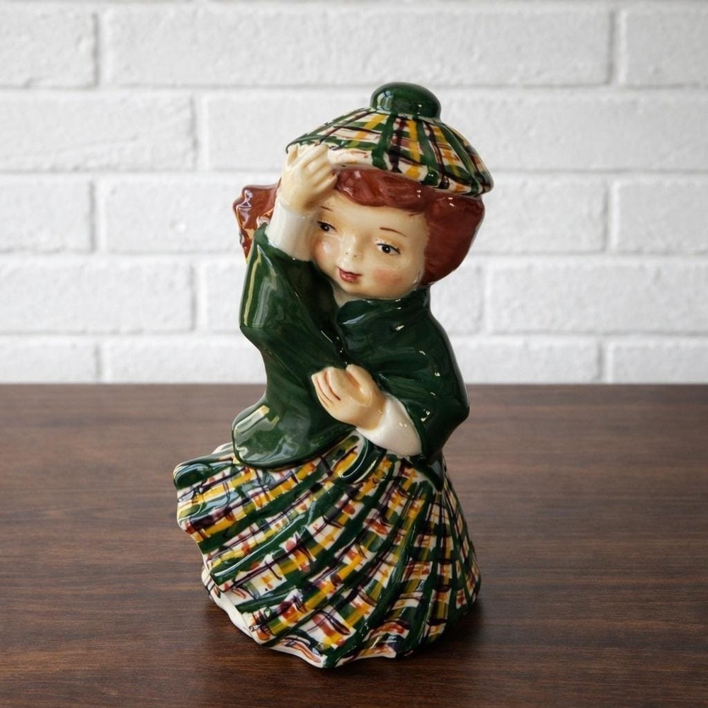 Irish Girl Ceramic Figural Bell Vintage Cottagecore Celtic Decor Grandmillennial